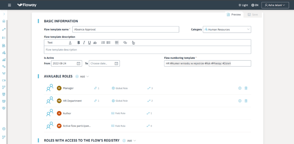 Floway workflow – Process configuration